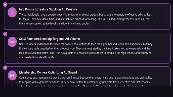EverAds wizard, personas step