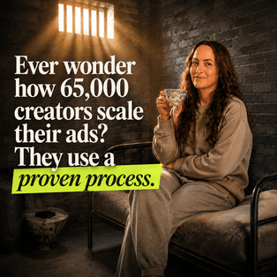 Generated ad combining the reference images on the left